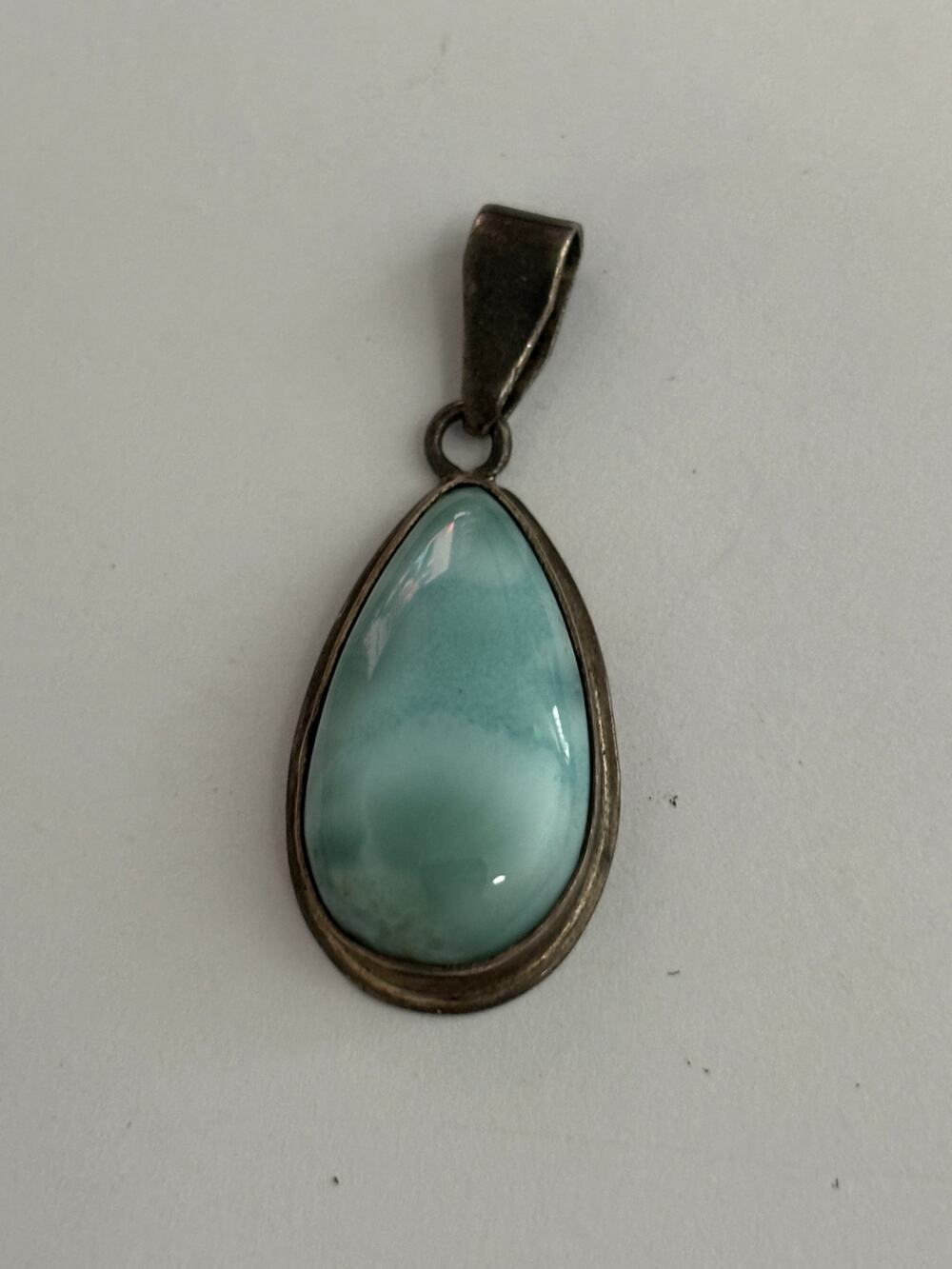 Vintage Sterling Silver Pendant Larimar Stone